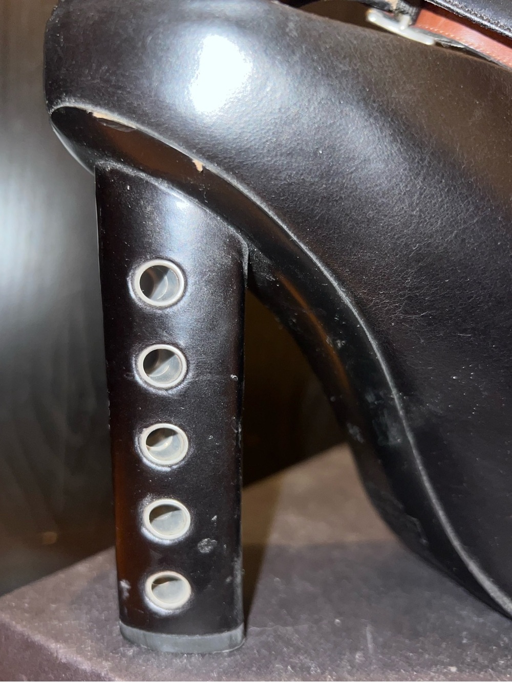Marc Jacobs Black Leather Ankle Strap Platform Heels - Picture 4 of 8